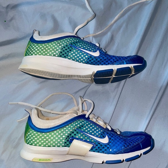 Blue green Nike zoom rare net swoosh non slip sneaker run athletics sports walk - Picture 1 of 5